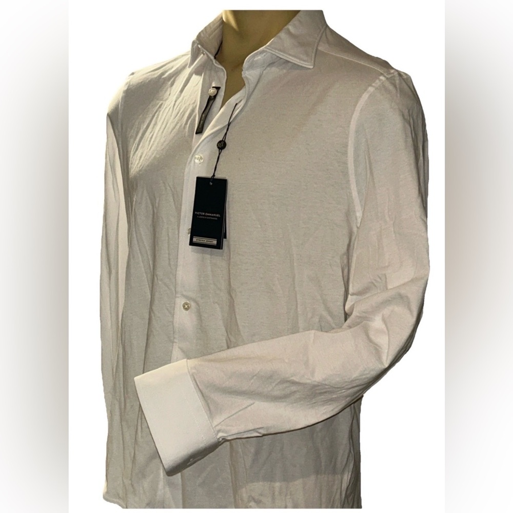 VICTOR EMMANUEL White 100% Cotton stretch dress Shirt Sz M/M 16/ 34-35 $98.00
